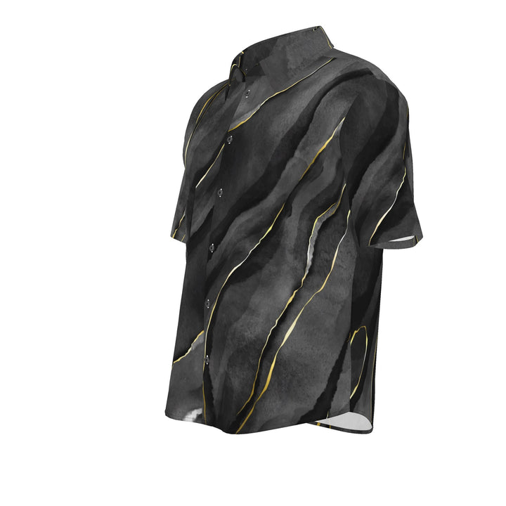 Men’s Charcoal Marble Short-Sleeve Shirt | Solenriz - Rizzlly