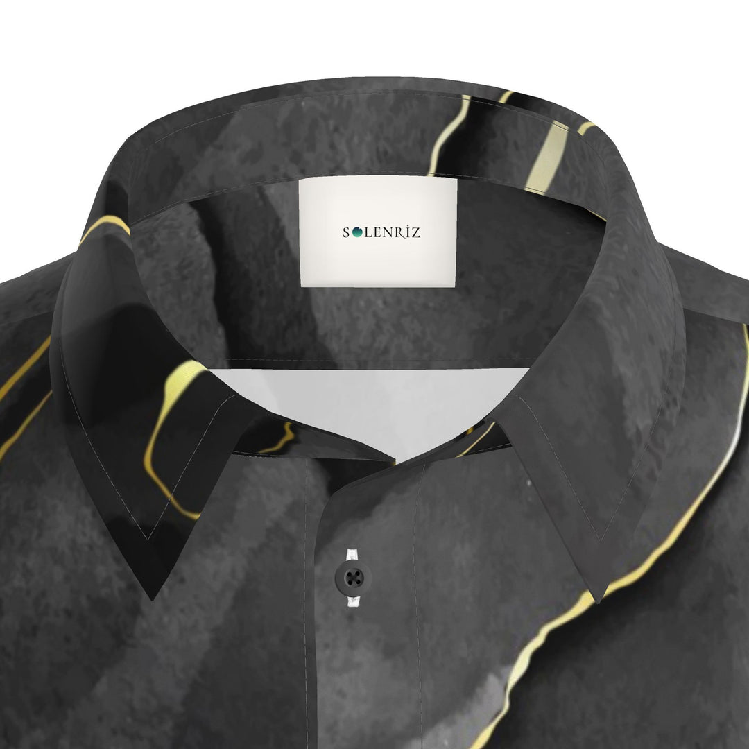 Men’s Charcoal Marble Short-Sleeve Shirt | Solenriz - Rizzlly