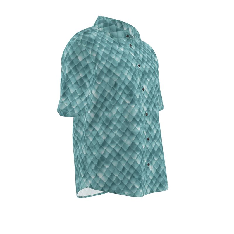 Men’s Teal Geometric Short-Sleeve Shirt | Solenriz - Rizzlly