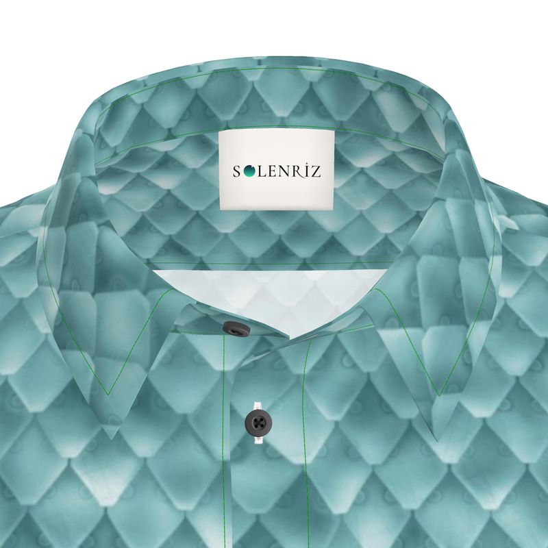 Men’s Teal Geometric Short-Sleeve Shirt | Solenriz - Rizzlly