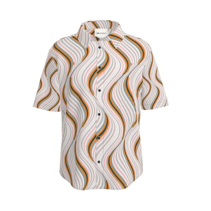 Men’s Cream Retro Wave Short-Sleeve Shirt | Solenriz - Rizzlly