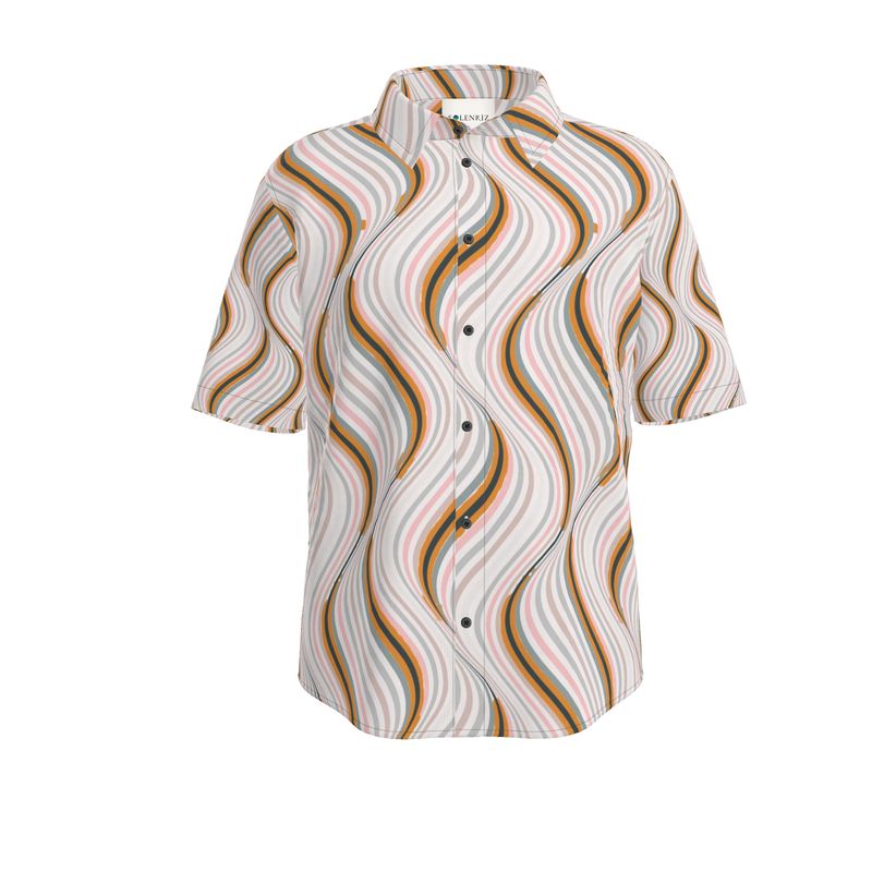 Men’s Cream Retro Wave Short-Sleeve Shirt | Solenriz - Rizzlly