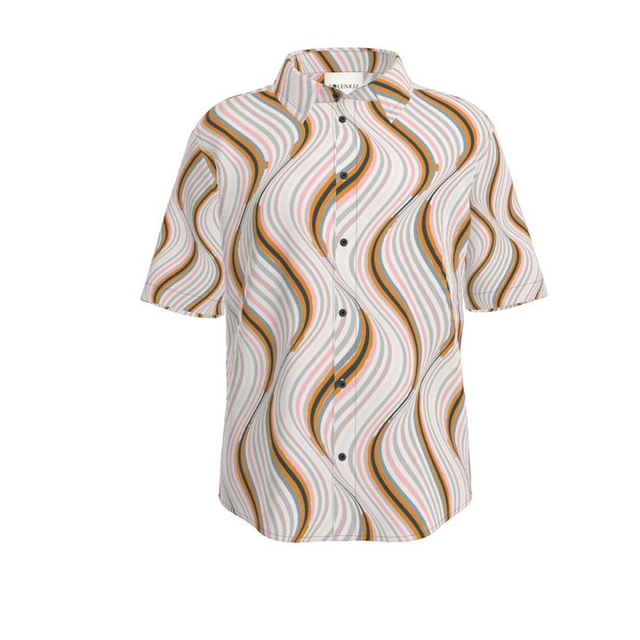 Men’s Cream Retro Wave Short-Sleeve Shirt | Solenriz - Rizzlly