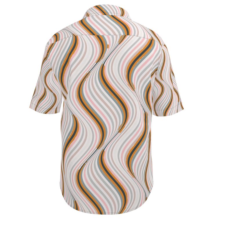 Men’s Cream Retro Wave Short-Sleeve Shirt | Solenriz - Rizzlly