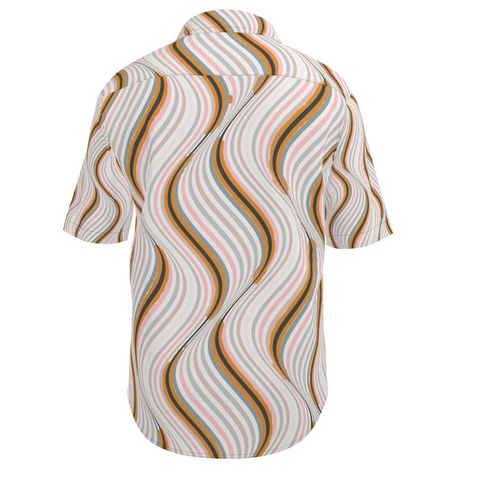 Men’s Cream Retro Wave Short-Sleeve Shirt | Solenriz - Rizzlly