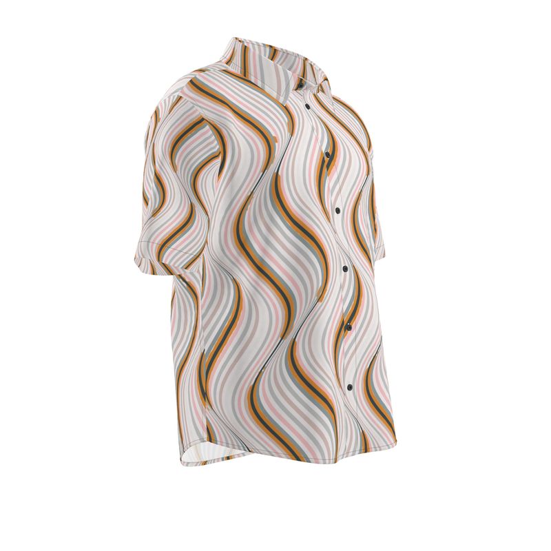 Men’s Cream Retro Wave Short-Sleeve Shirt | Solenriz - Rizzlly