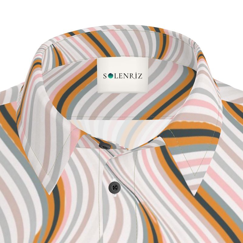 Men’s Cream Retro Wave Short-Sleeve Shirt | Solenriz - Rizzlly