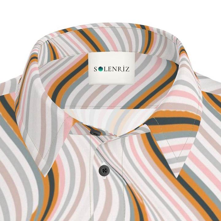 Men’s Cream Retro Wave Short-Sleeve Shirt | Solenriz - Rizzlly