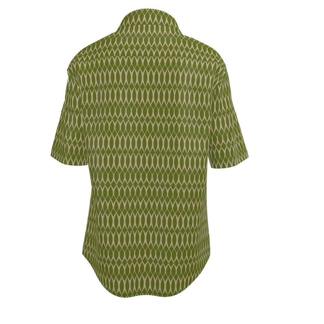 Men’s Olive Green Geometric Short-Sleeve Shirt | Solenriz - Rizzlly