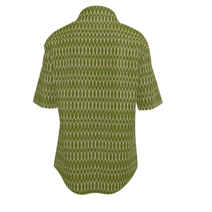 Men’s Olive Green Geometric Short-Sleeve Shirt | Solenriz - Rizzlly