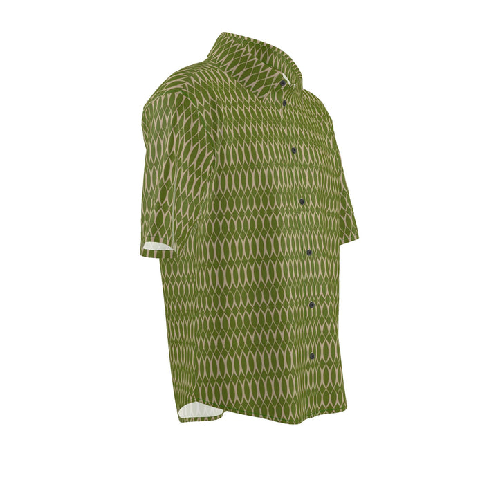 Men’s Olive Green Geometric Short-Sleeve Shirt | Solenriz - Rizzlly