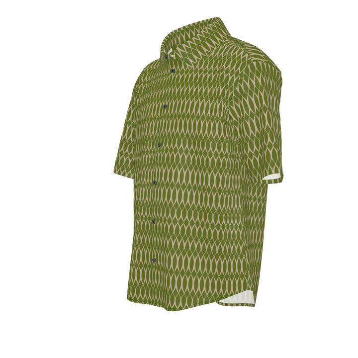 Men’s Olive Green Geometric Short-Sleeve Shirt | Solenriz - Rizzlly