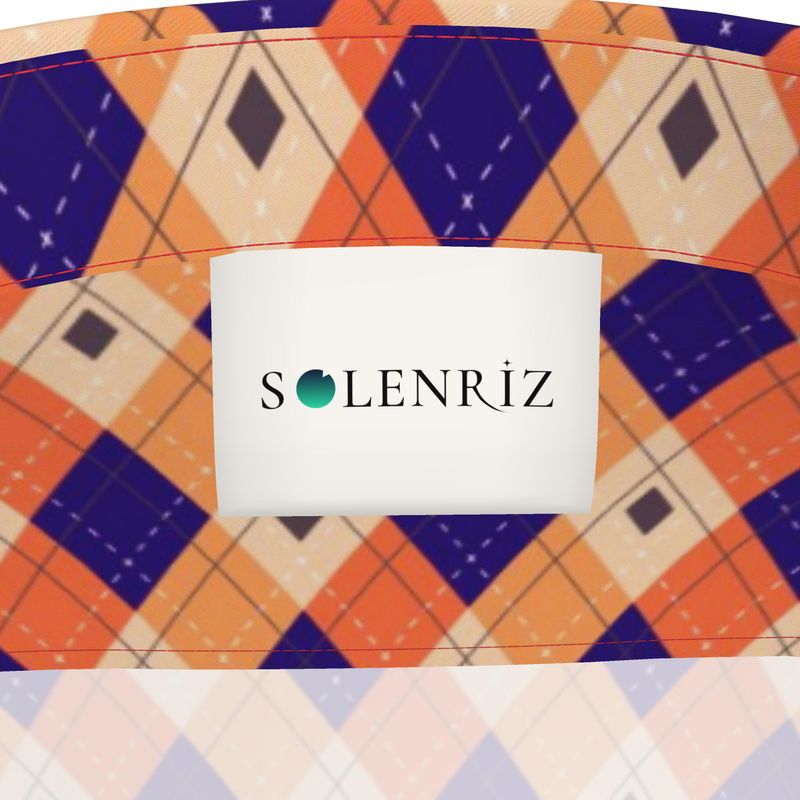 Men’s Orange & Navy Argyle Short-Sleeve Shirt | Solenriz - Rizzlly