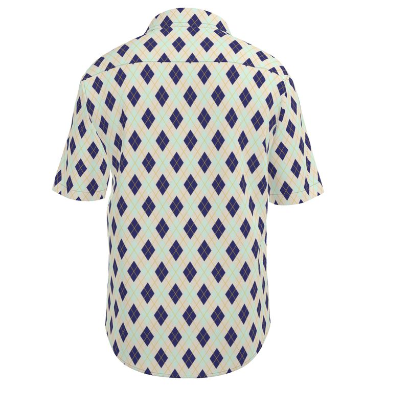 Men’s Navy & Mint Argyle Short-Sleeve Shirt | Solenriz - Rizzlly