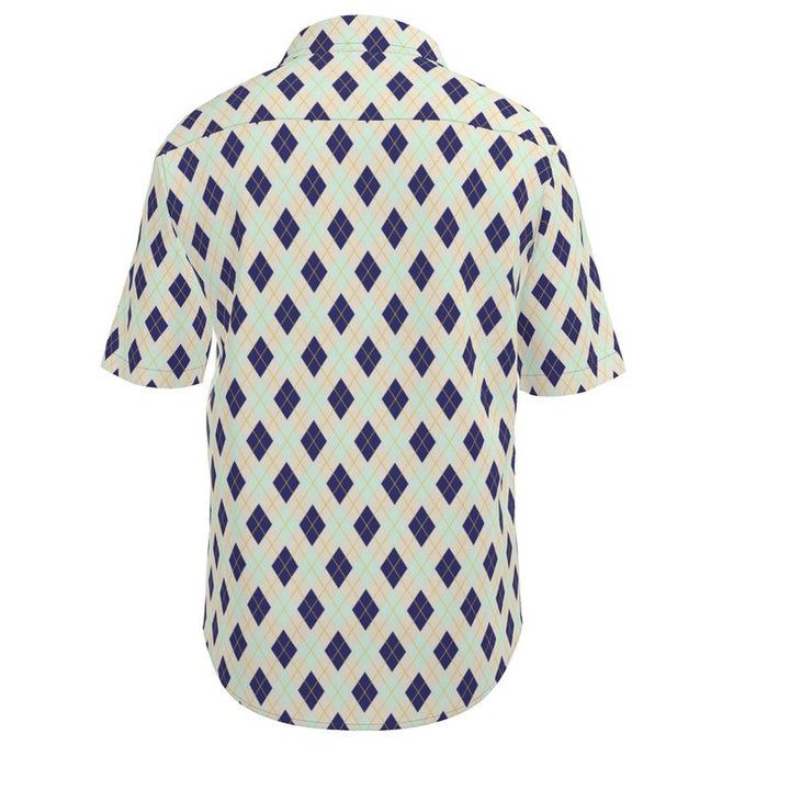 Men’s Navy & Mint Argyle Short-Sleeve Shirt | Solenriz - Rizzlly
