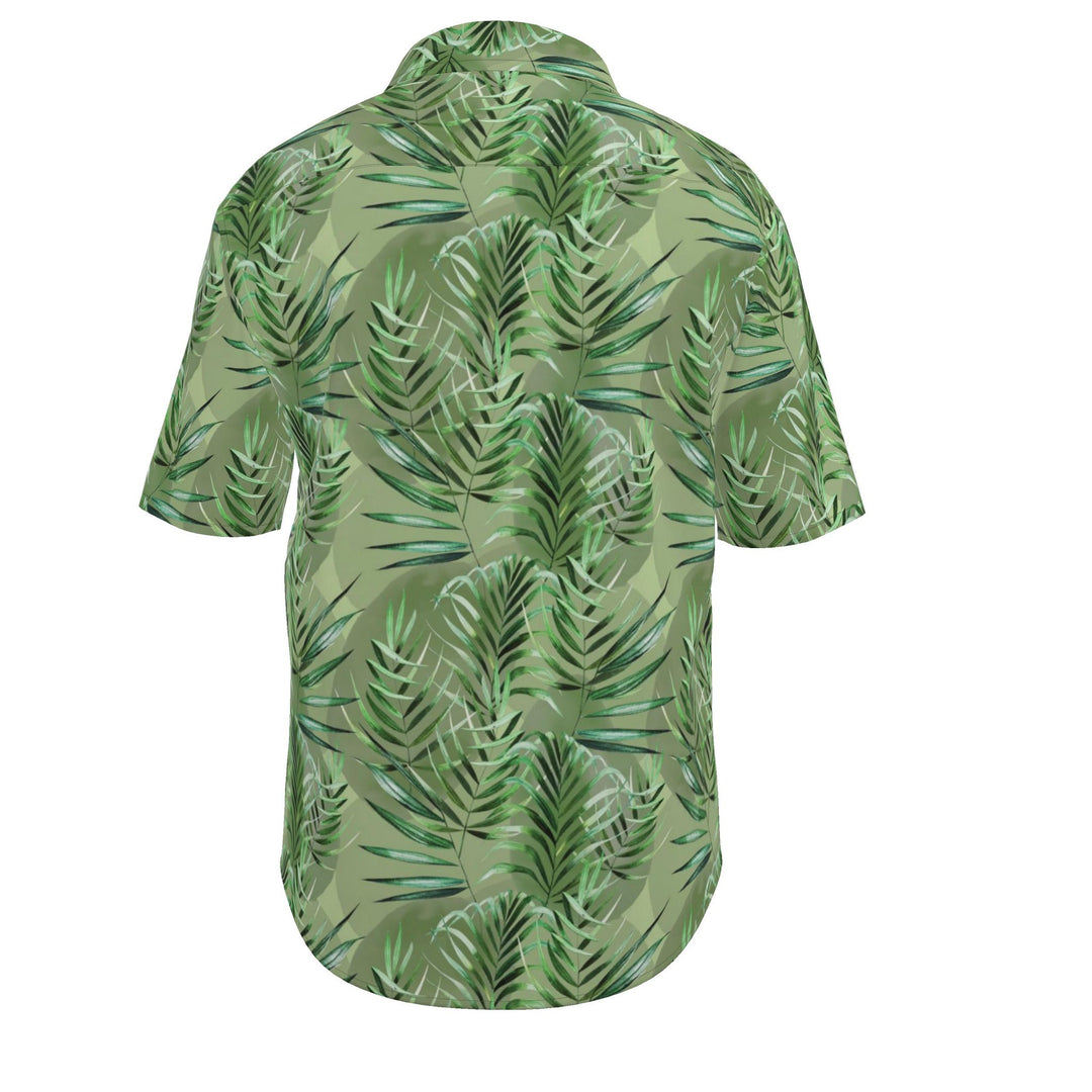Men’s Sage Green Palm Leaf Short-Sleeve Shirt | Solenriz - Rizzlly