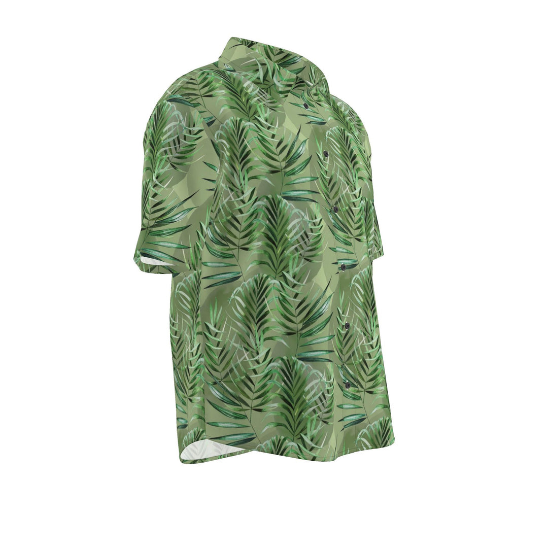 Men’s Sage Green Palm Leaf Short-Sleeve Shirt | Solenriz - Rizzlly