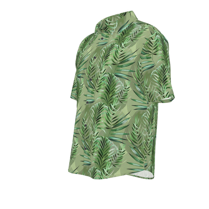 Men’s Sage Green Palm Leaf Short-Sleeve Shirt | Solenriz - Rizzlly