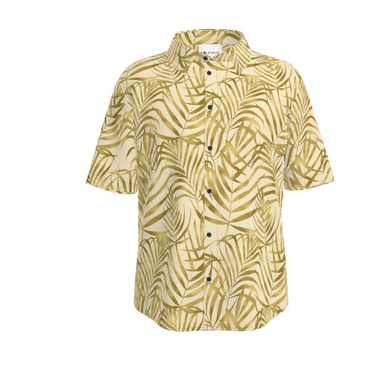 Men’s Sand Beige Palm Leaf Short-Sleeve Shirt | Solenriz - Rizzlly