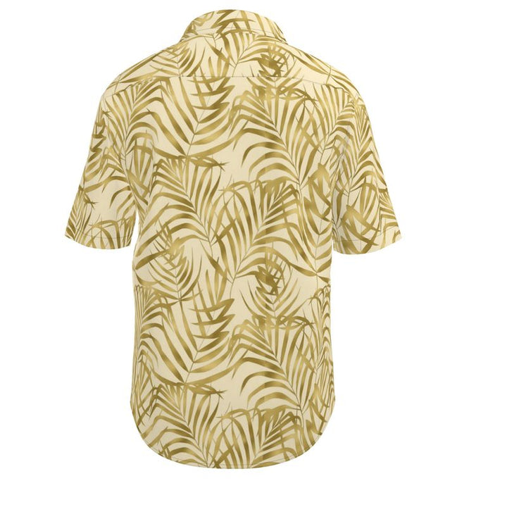 Men’s Sand Beige Palm Leaf Short-Sleeve Shirt | Solenriz - Rizzlly
