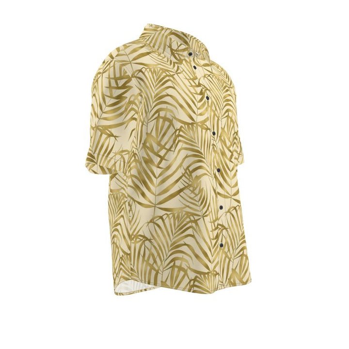 Men’s Sand Beige Palm Leaf Short-Sleeve Shirt | Solenriz - Rizzlly