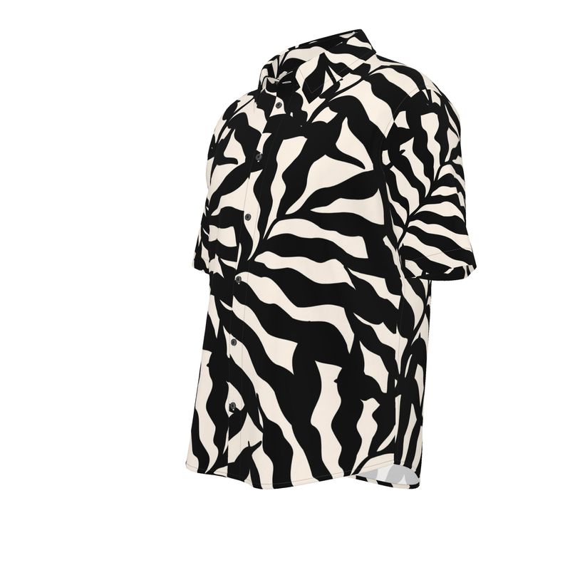Men’s Black & Cream Zebra Short-Sleeve Shirt | Solenriz - Rizzlly