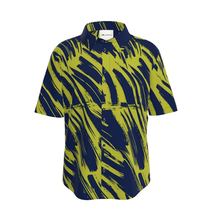 Men’s Navy & Lime Abstract Short-Sleeve Shirt | Solenriz - Rizzlly