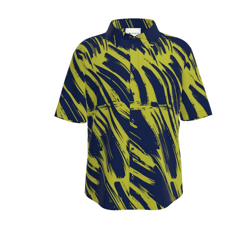 Men’s Navy & Lime Abstract Short-Sleeve Shirt | Solenriz - Rizzlly