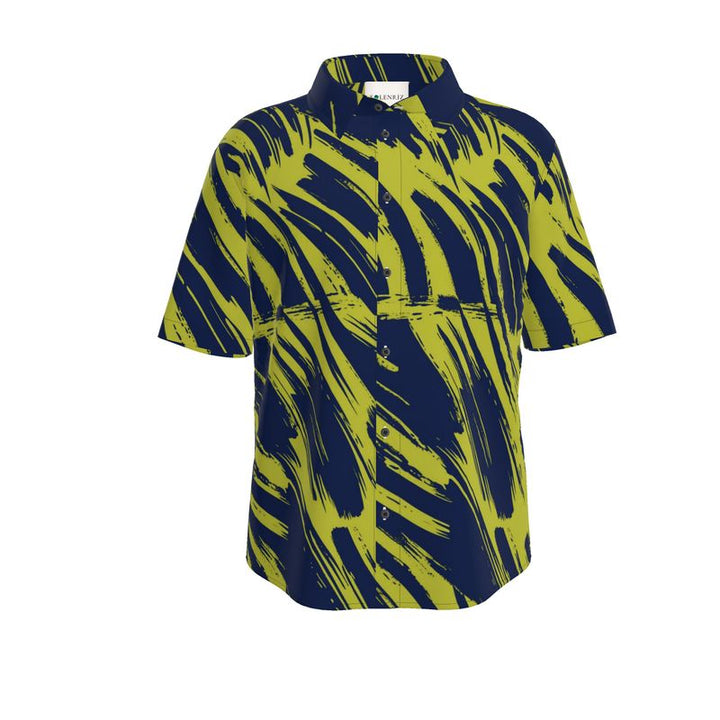 Men’s Navy & Lime Abstract Short-Sleeve Shirt | Solenriz - Rizzlly