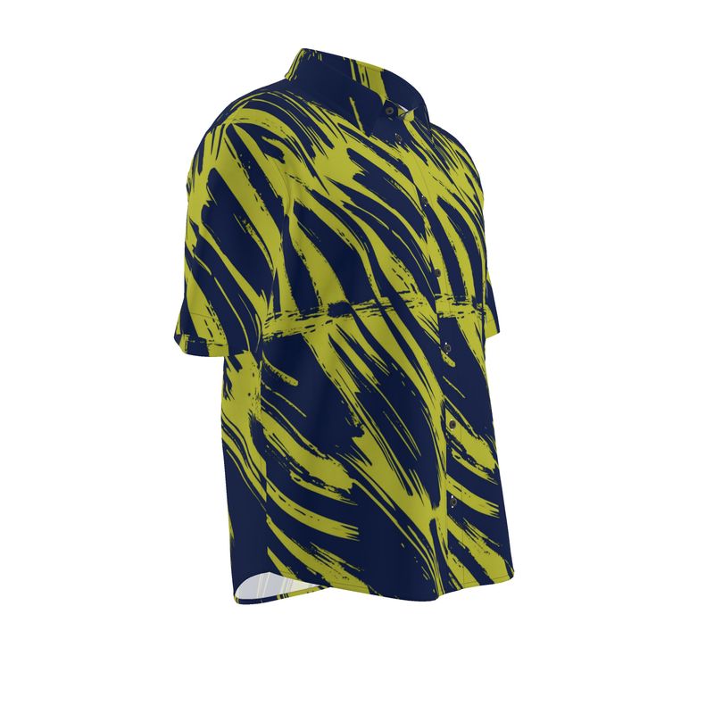Men’s Navy & Lime Abstract Short-Sleeve Shirt | Solenriz - Rizzlly