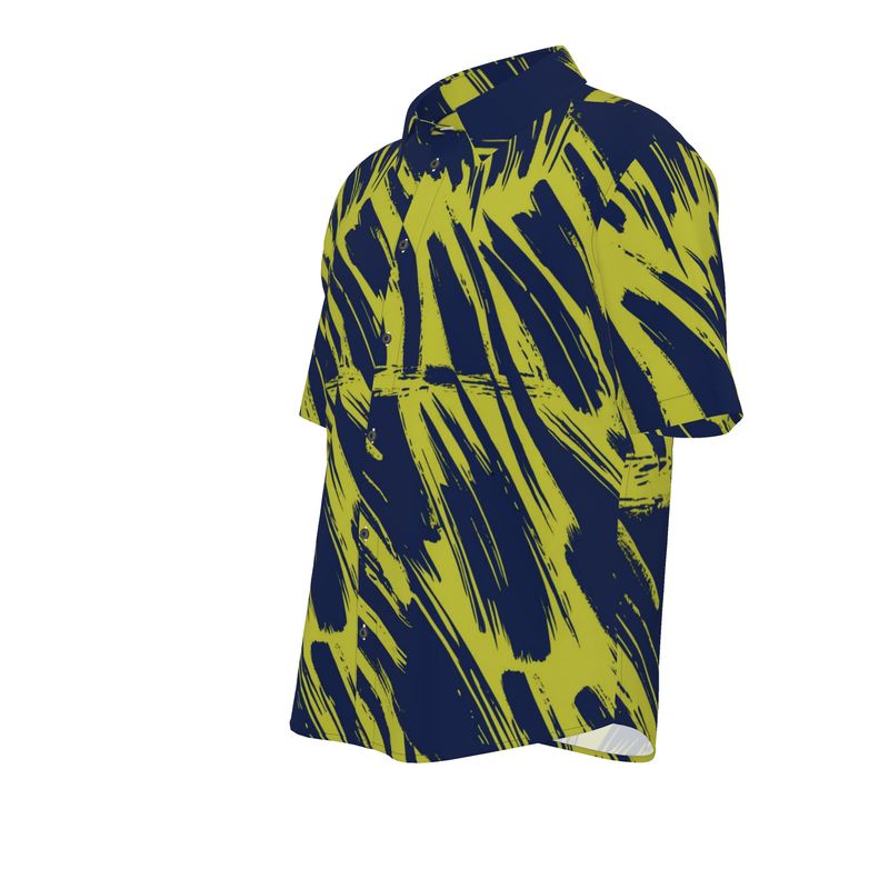 Men’s Navy & Lime Abstract Short-Sleeve Shirt | Solenriz - Rizzlly