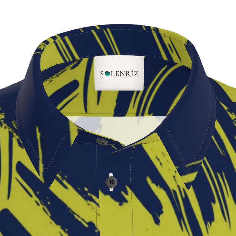 Men’s Navy & Lime Abstract Short-Sleeve Shirt | Solenriz - Rizzlly