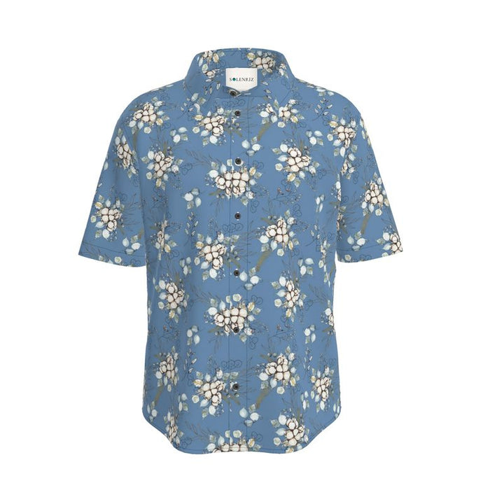 Men’s Powder Blue Floral Short-Sleeve Shirt | Solenriz - Rizzlly