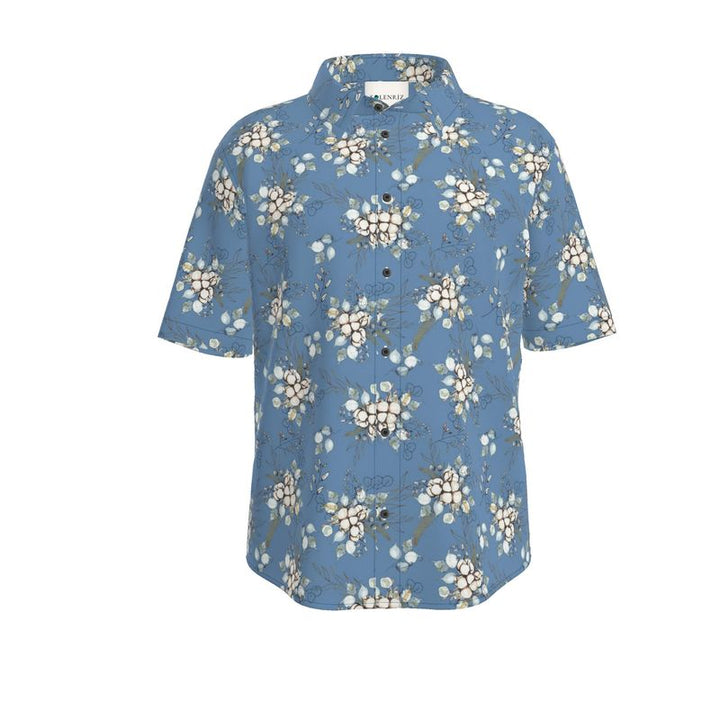 Men’s Powder Blue Floral Short-Sleeve Shirt | Solenriz - Rizzlly