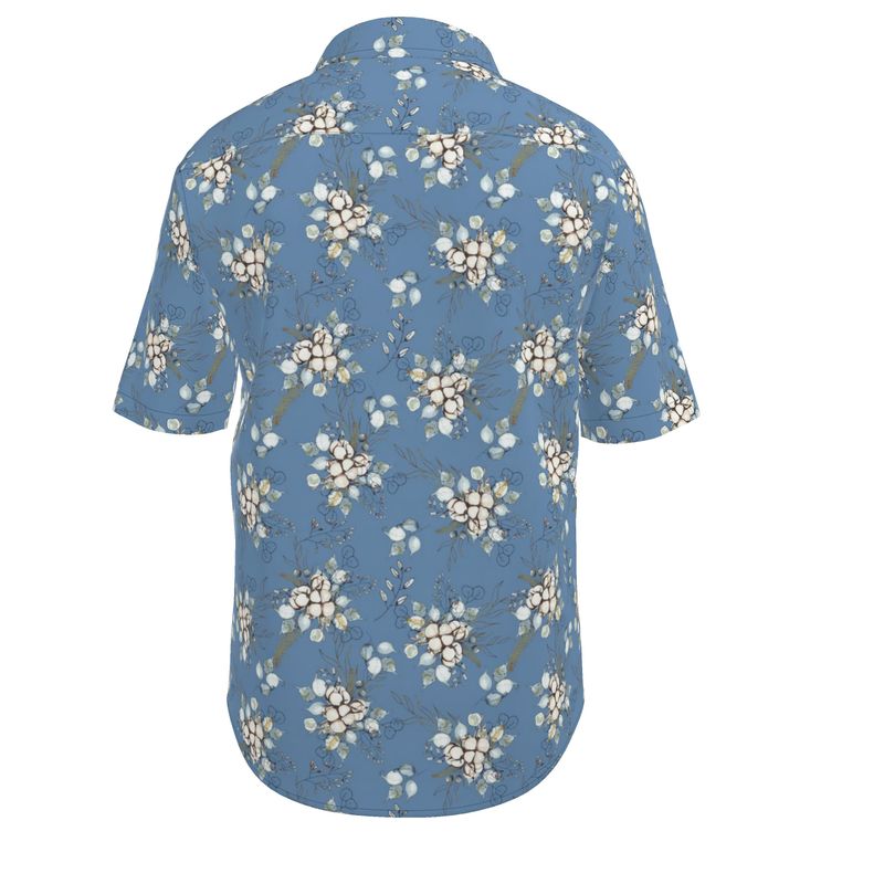 Men’s Powder Blue Floral Short-Sleeve Shirt | Solenriz - Rizzlly