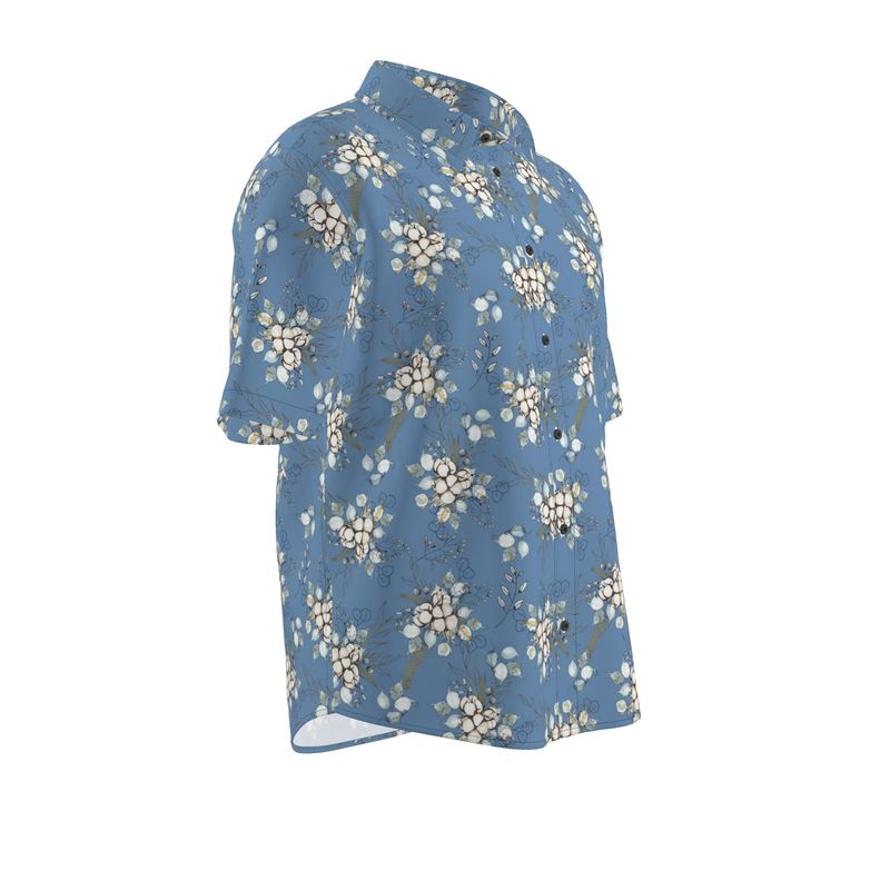 Men’s Powder Blue Floral Short-Sleeve Shirt | Solenriz - Rizzlly
