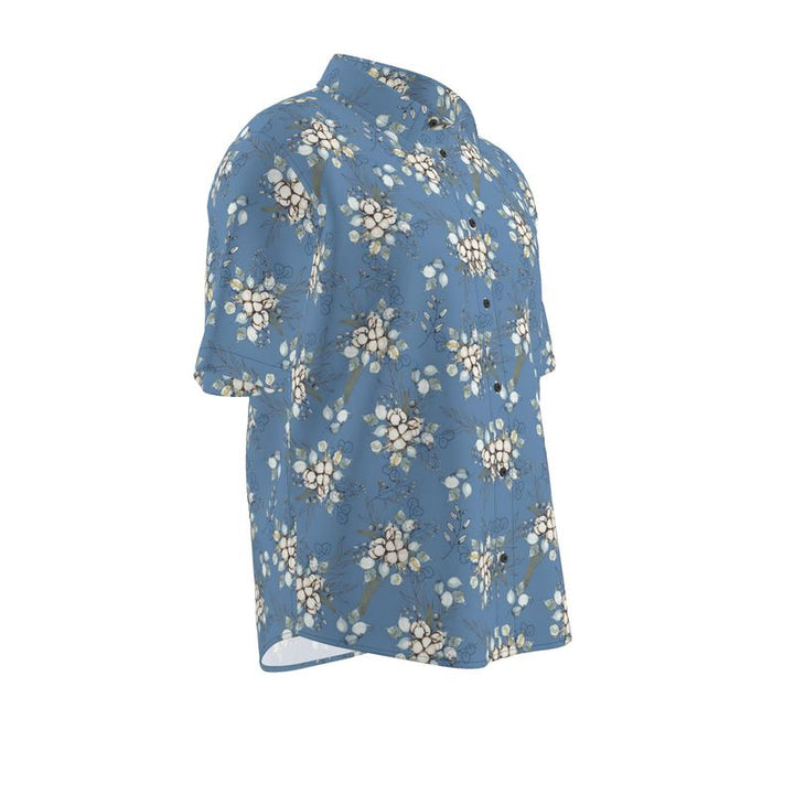 Men’s Powder Blue Floral Short-Sleeve Shirt | Solenriz - Rizzlly