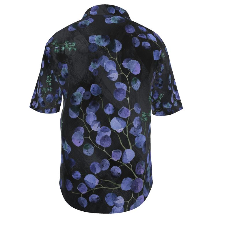 Men’s Charcoal & Blue Botanical Short-Sleeve Shirt | Solenriz - Rizzlly