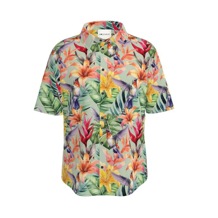Men’s Multicolour Tropical Floral Short-Sleeve Shirt | Solenriz - Rizzlly
