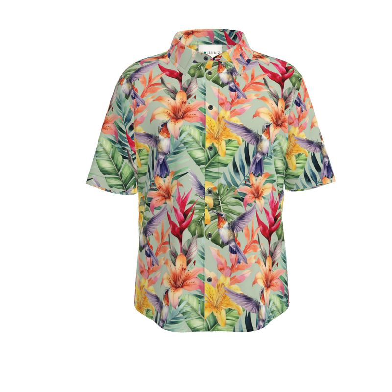 Men’s Multicolour Tropical Floral Short-Sleeve Shirt | Solenriz - Rizzlly