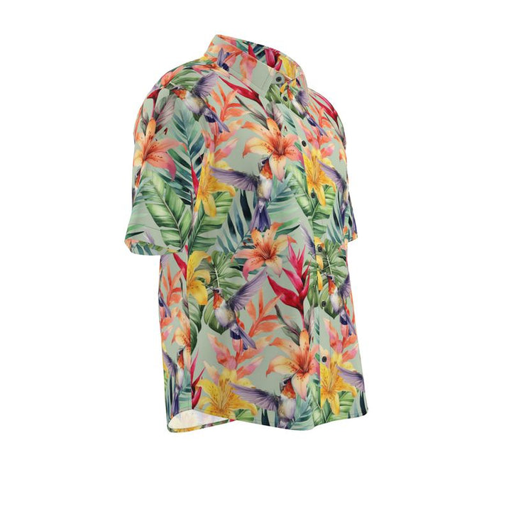 Men’s Multicolour Tropical Floral Short-Sleeve Shirt | Solenriz - Rizzlly