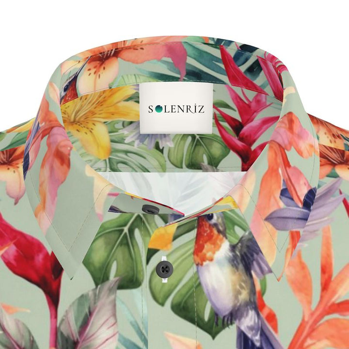 Men’s Multicolour Tropical Floral Short-Sleeve Shirt | Solenriz - Rizzlly