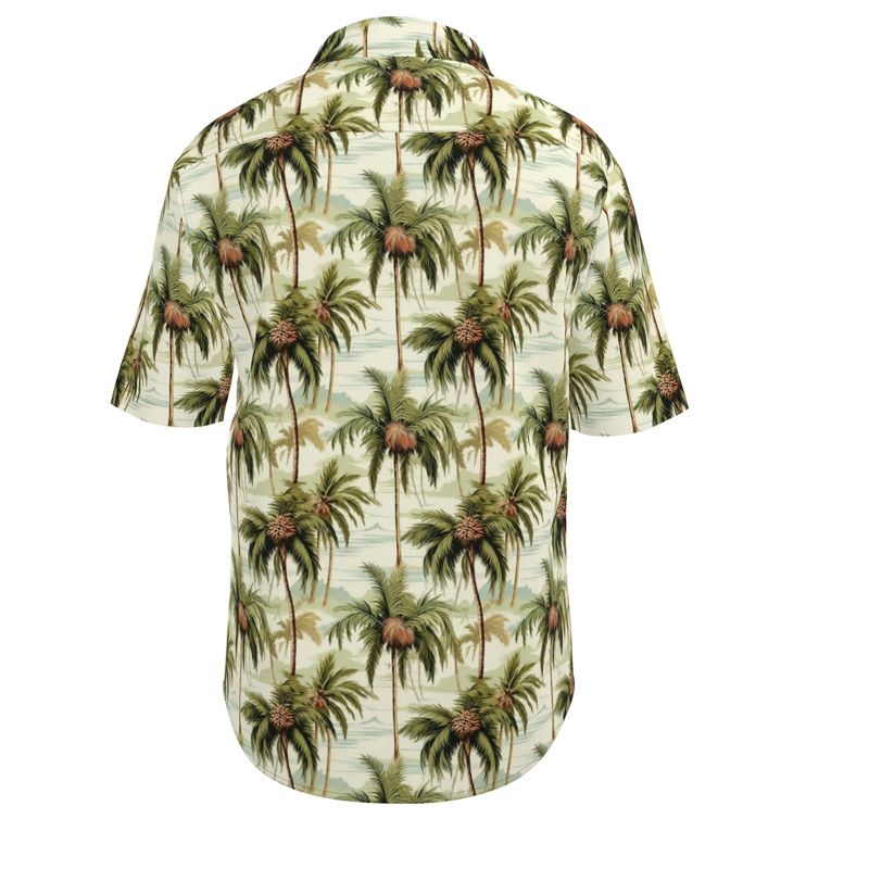 Men’s Ivory & Green Palm Tree Short-Sleeve Shirt | Solenriz - Rizzlly