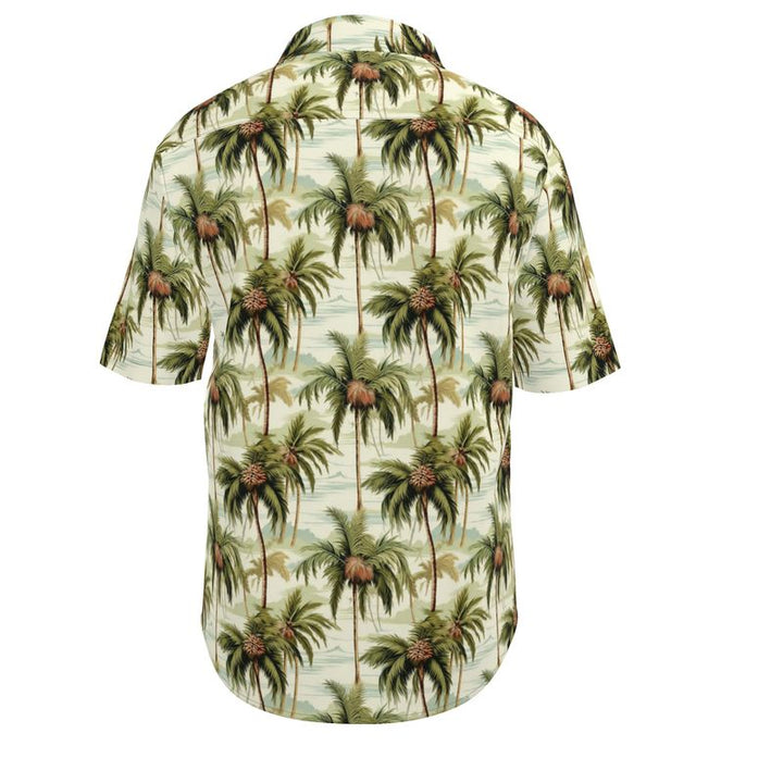 Men’s Ivory & Green Palm Tree Short-Sleeve Shirt | Solenriz - Rizzlly