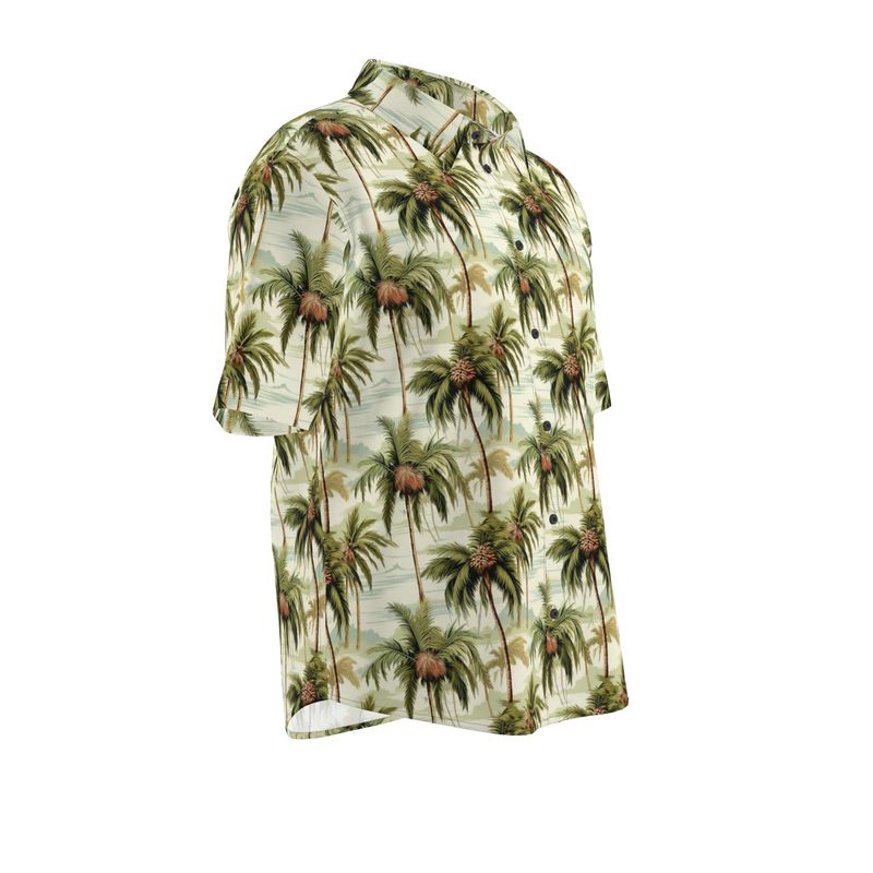 Men’s Ivory & Green Palm Tree Short-Sleeve Shirt | Solenriz - Rizzlly