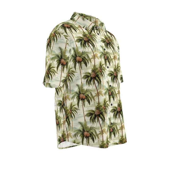 Men’s Ivory & Green Palm Tree Short-Sleeve Shirt | Solenriz - Rizzlly