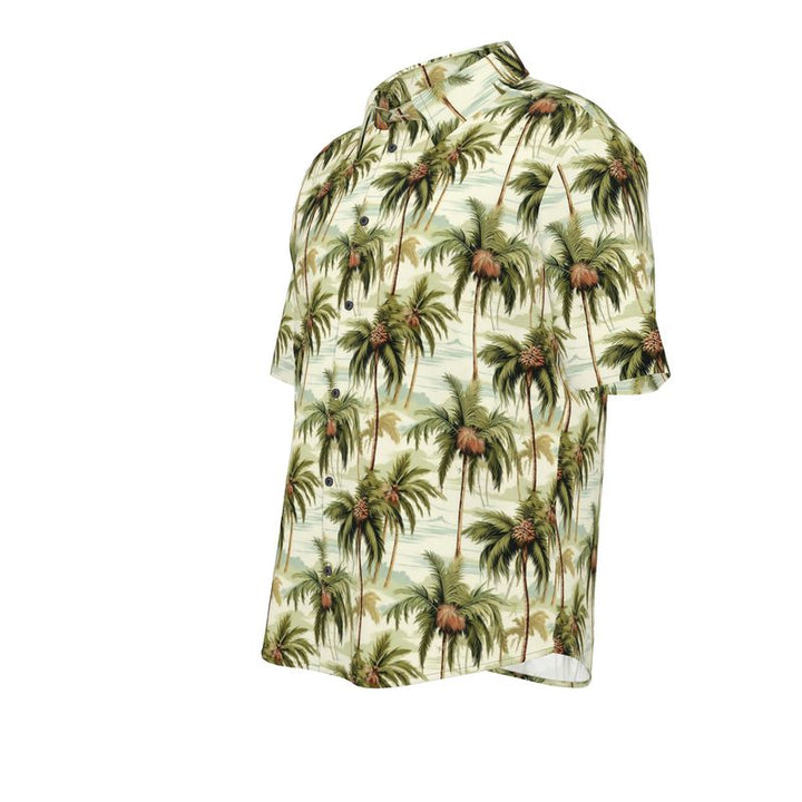 Men’s Ivory & Green Palm Tree Short-Sleeve Shirt | Solenriz - Rizzlly