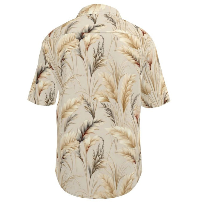 Men’s Beige Pampas Grass Short-Sleeve Shirt | Solenriz - Rizzlly