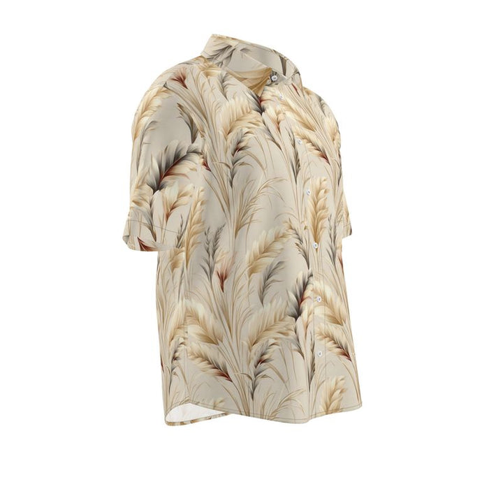 Men’s Beige Pampas Grass Short-Sleeve Shirt | Solenriz - Rizzlly