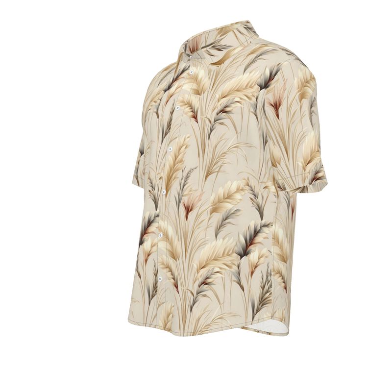 Men’s Beige Pampas Grass Short-Sleeve Shirt | Solenriz - Rizzlly